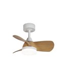 Ventoinha de Teto LED BYAN Mini Branco+Madeira 18W 2000Lm CCT Dim