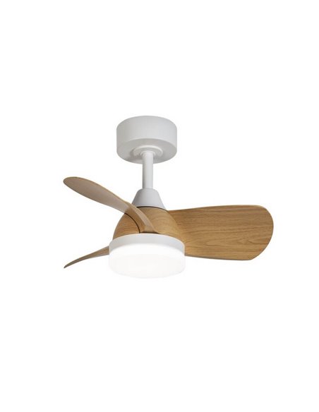 Ventoinha de Teto LED BYAN Mini Branco+Madeira 18W 2000Lm CCT Dim