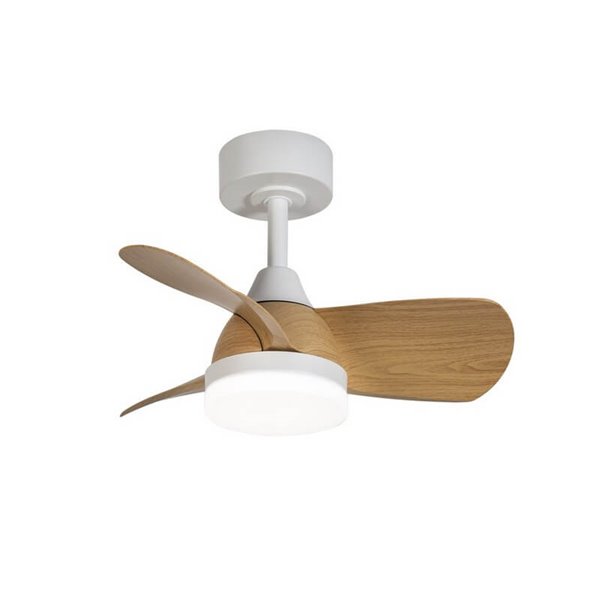 Ventoinha de Teto LED BYAN Mini Branco+Madeira 18W 2000Lm CCT Dim