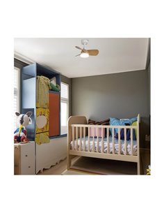 Ventoinha de Teto LED BYAN Mini Branco+Madeira 18W 2000Lm CCT Dim 2