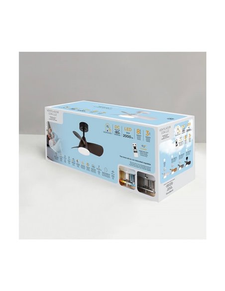 Ventilador de Techo LED BYAN Mini Blanco+Madera 18W 2000Lm CCT Dim
