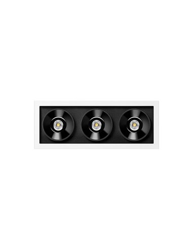 Downlight LED empotrable BLACK FOSTER REC 3 Luces SPOT 2700K/3000K/4000K Surtido de Colores, Regulable/No Regulable
