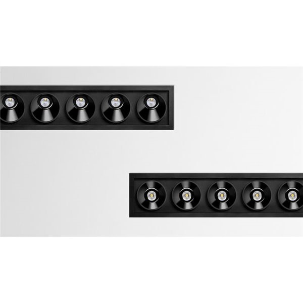 Downlight LED embutido PRETO FOSTER REC 5 luzes FLOOD 2700K/3000K/4000K branco, regulável/não regulável