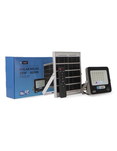 Foco Proyector LED Solar Milan 50W 6000K con Mando a Distancia