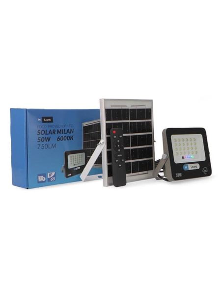 Foco Proyector LED Solar Milan 50W 6000K con Mando a Distancia