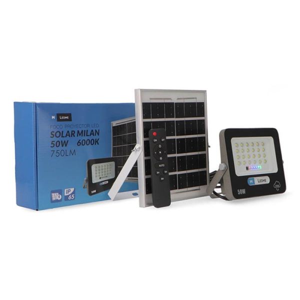 Projetor LED Solar Milan Refletor 50W 6000K com Controle Remoto