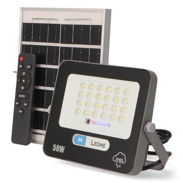 Holofote LED Solar Milan 50W 6000K com Controle Remoto