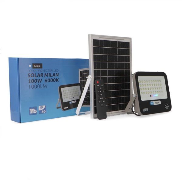 Foco LED Solar 100W Milan con Mando a Distancia | Iluminación Exterior IP65 6000K