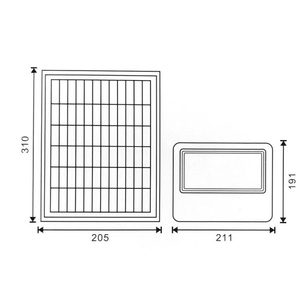 Medidas Foco LED Solar 100W Milan con Mando a Distancia | Iluminación Exterior IP65 6000K