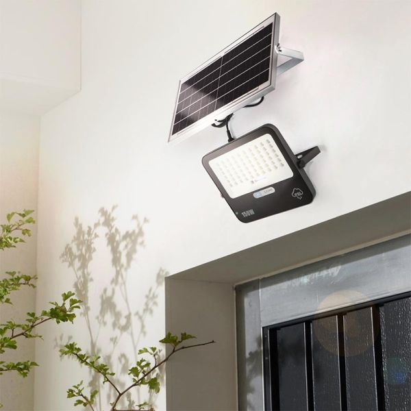 Porche Foco Solar LED Exterior 150W Milan con Control Remoto | Luz Blanca 6000K IP65