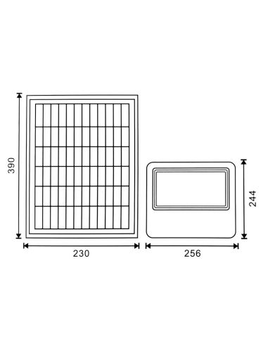 Dimensiones Foco Solar LED Exterior 150W Milan con Control Remoto | Luz Blanca 6000K IP65