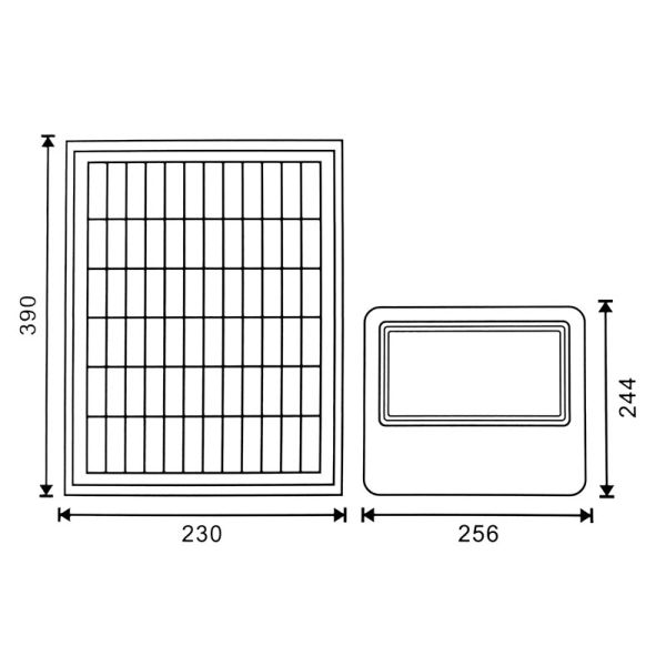 Dimensiones Foco Solar LED Exterior 150W Milan con Control Remoto | Luz Blanca 6000K IP65