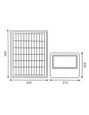 Medidas Proyector LED Solar de Alta Potencia 200W Milan con Control Remoto | IP65 Exterior