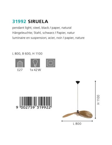 Lámpara de Techo Pamela 80Cm de Fibra Natural Colección Siruela 31992