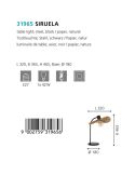 Lampe de Table SIRUELA en Acier Noir avec Abat-Jour en Papier Naturel - Compatible E27 31965 Eglo