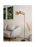 SIRUELA Lampadaire Rustique en Acier Noir et Fibres Naturelles - Compatible E27 31966 Eglo