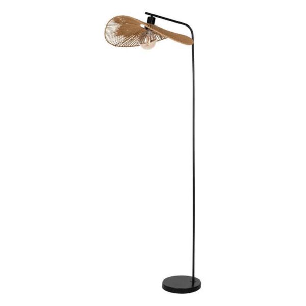 SIRUELA Lampadaire Rustique en Acier Noir et Fibres Naturelles - Compatible E27 31966 Eglo