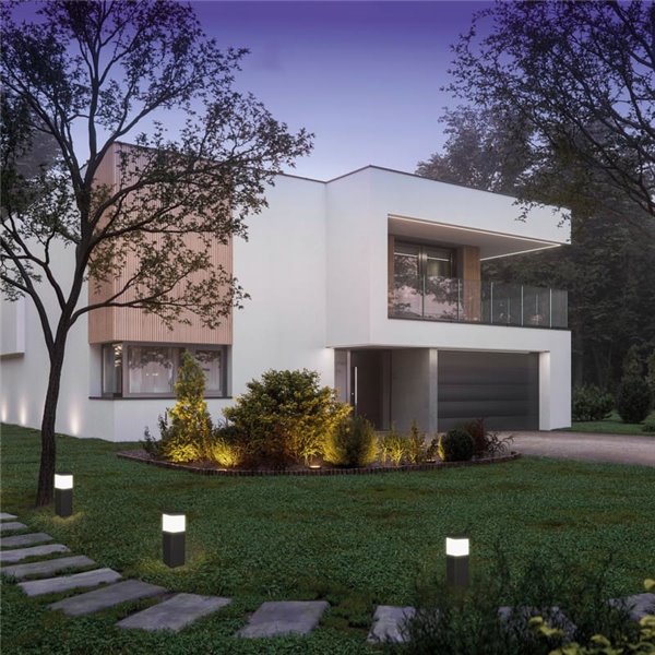 Sobremuro exterior Cuadrado CHICAGO Gris oscuro o Blanco 35cm altura, IP65 E27 (No incl.)