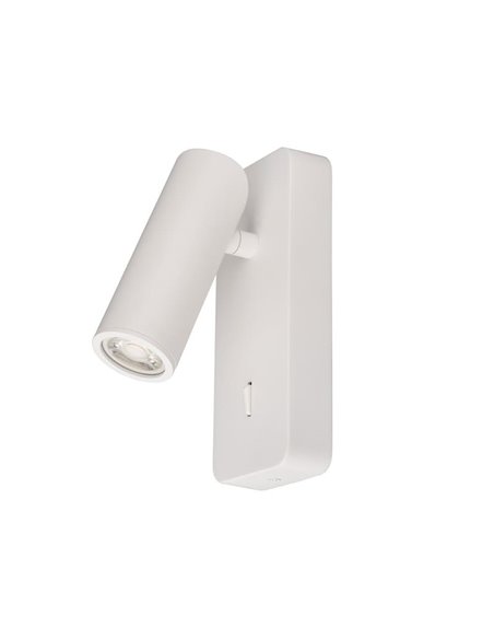 Applique murale Mini NOTTE GU10 Reader (non incluse), avec base rectangulaire 160 cm H, blanc/noir/nickel satiné