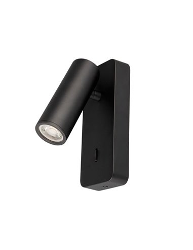 Applique murale Mini NOTTE GU10 Reader (non incluse), avec base rectangulaire 160 cm H, blanc/noir/nickel satiné