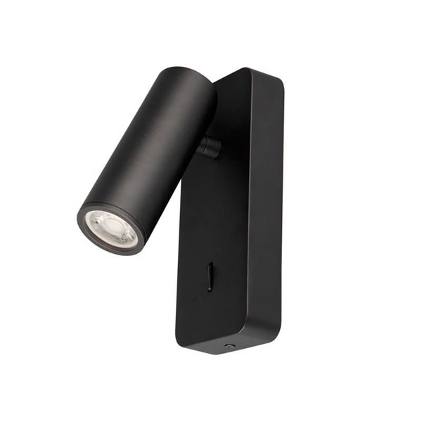 Applique murale Mini NOTTE GU10 Reader (non incluse), avec base rectangulaire 160 cm H, blanc/noir/nickel satiné