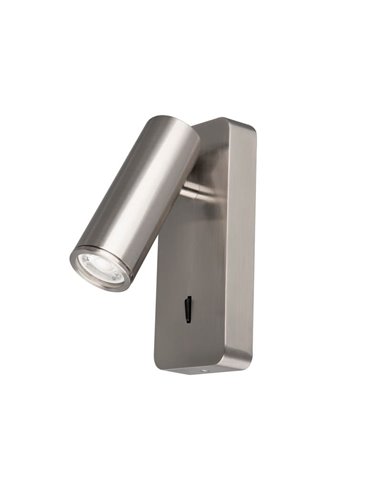 Mini luminária de parede NOTTE GU10 Reader (não incluída), com base retangular 160 cm A, branco/preto/níquel acetinado