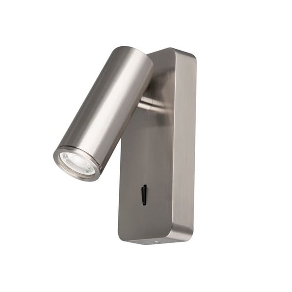 Mini luminária de parede NOTTE GU10 Reader (não incluída), com base retangular 160 cm A, branco/preto/níquel acetinado