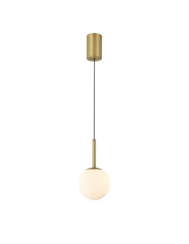 Lámpara de Techo LED Colgante en Bola translúcida 9W PUEBLA 3000K nego/oro satinado
