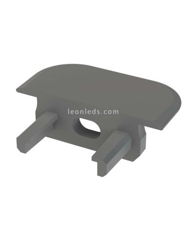 Tapa Final con Agujero para Perfil empotrable de aluminio Tipo Z Gris| LeonLeds
