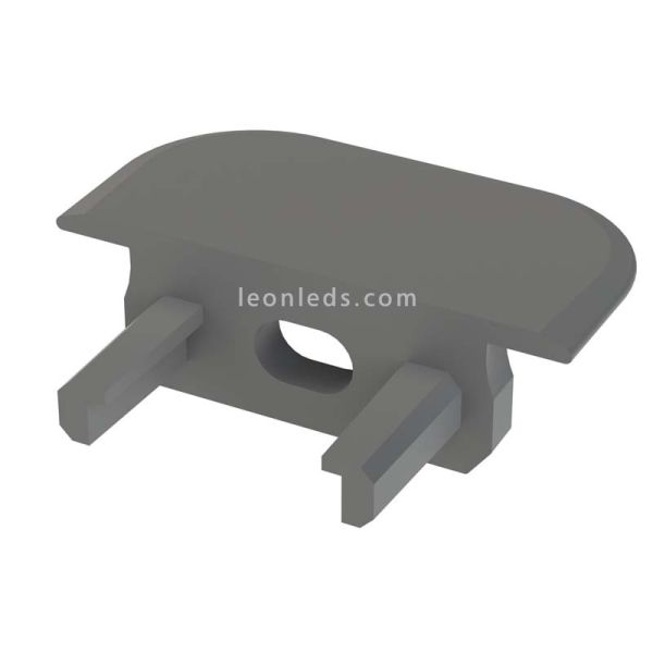Tapa Final con Agujero para Perfil empotrable de aluminio Tipo Z Gris| LeonLeds