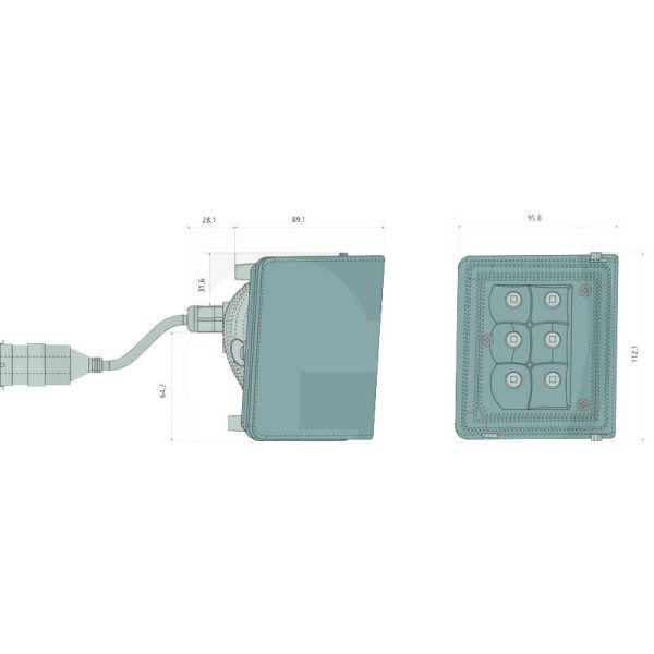 Phare de travail LED pour fossés pour tracteurs John Deere 30W 3 000Lm pour tracteurs John Deere séries 00 et 10 avec connecteur