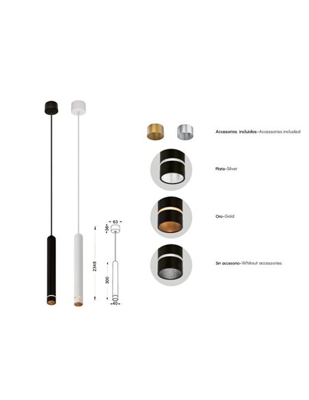 Lámpara de Techo Colgante Mini SPLIT, GU10 (No incl.) negro/blanco