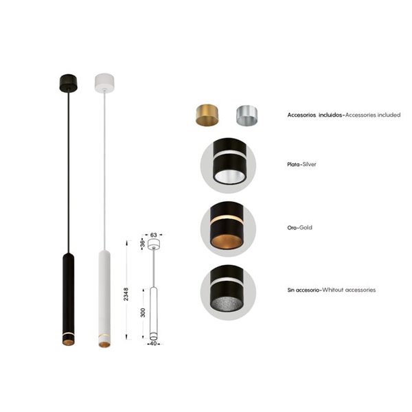 Lámpara de Techo Colgante Mini SPLIT, GU10 (No incl.) negro/blanco