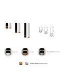 Foco de Techo corto (102cm de alto) SPLIT S MINI GU10 (No incl.)  negro /blanco
