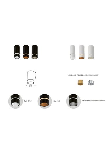 Spot de teto redondo (136 cm de altura) SPLIT GU10 (não incl.), preto/branco