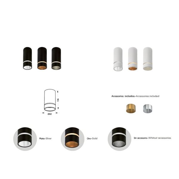 Spot de teto redondo (136 cm de altura) SPLIT GU10 (não incl.), preto/branco