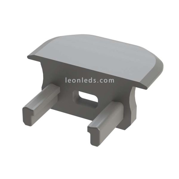 Tapa Final con Agujero para Perfil empotrable de aluminio Tipo B Gris| LeonLeds
