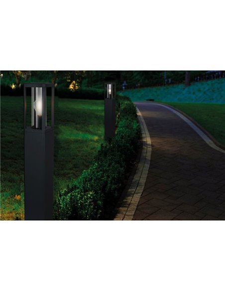 Bolardo para exterior de 80cm de alto NEVADA 1Luz E27 Negro  