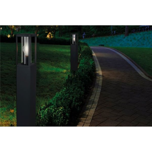 Bolardo para exterior de 80cm de alto NEVADA 1Luz E27 Negro  