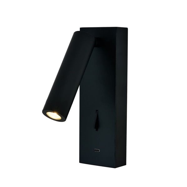 Candeeiro de parede leitor LED redondo TARIFA III 3W 3000K com carregador TYPE-C Branco/preto/níquel acetinado/couro