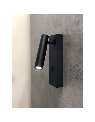 Candeeiro de parede leitor LED redondo TARIFA III 3W 3000K com carregador TYPE-C Branco/preto/níquel acetinado/couro