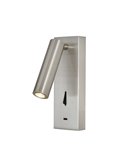 Applique liseuse LED ronde TARIFA III 3W 3000K avec chargeur TYPE-C Blanc/noir/nickel satiné/cuir