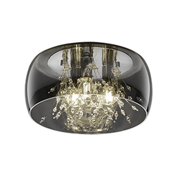 Candeeiro de teto preto vidro fumê várias luzes 28W 616700306 | LeonLeds