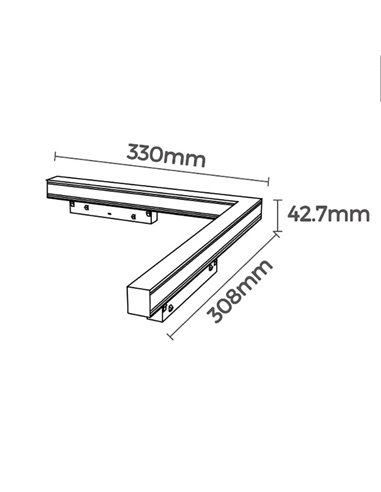 Foco ángulo difusor LED carril de esquina MAGNETO 16W negro 4000K 