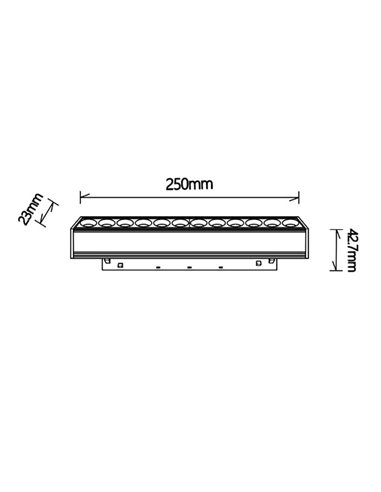 Módulo lineal con 12 focos LED COB DIFUSOR MAGNETO 12W negro 2700K con regulación TRIAC