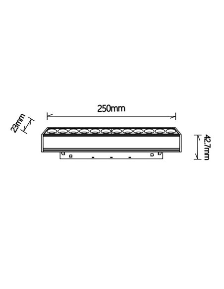 Módulo lineal con 12 focos LED COB DIFUSOR MAGNETO 12W negro 2700K con regulación TRIAC