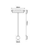 Foco colgante LED en forma de bola para carril MAGNETO 7W 2700K con regulación TRIAC negro/negro-oro