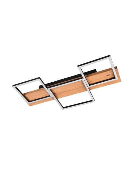 Plafón de techo LED madera y metal varios tamaños Harper negro mate 30W 3000K 622910332