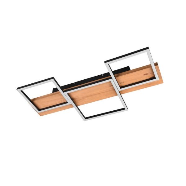 Plafón de techo LED madera y metal varios tamaños Harper negro mate 30W 3000K 622910332