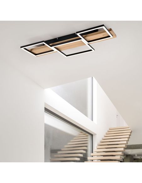 Idée d'éclairage de couloir avec plafonnier LED en bois et métal différentes tailles Harper 622910332 Small